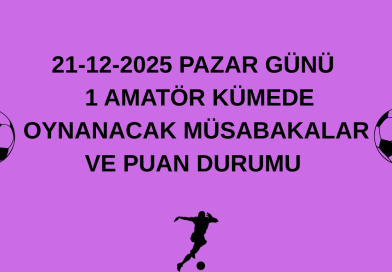 1 AMATÖR KÜME OYNANACAK VE PUAN DURUMU GÖSTERİR CİZELGE