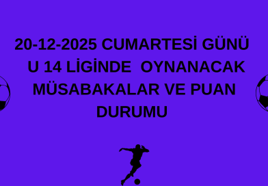 U 14 LİGİ OYNANACAK MÜSBAKALAR VE PUAN DURUMUNU GÖSTERİR ÇİZELGE