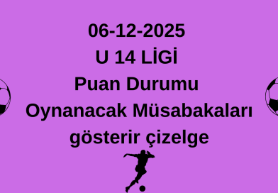 U 14 LİGİ OYNANACAK MÜSABAKALAR U 14 LİGİ OYNANACAK MÜSABAKALAR
